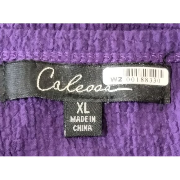 Calessa Size XL Colorblock Raglan Sleeve Purple Blouse Patterned Bell Sleeves - Picture 6 of 7
